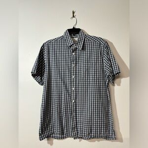 Men's Blue and White Checkered Shirt